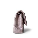 Iridescent Light Pink Python Medium Classic Double Flap LGHW - Image 4