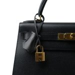 Kelly 28 Sellier Black Epsom Gold Plated A Stamp - Image 8