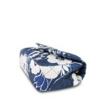 22B Navy/White Floral Printed Silk Single Flap Bag Medium Silver Hardware - Image 3