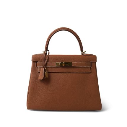 Kelly 28 Retourne Gold Togo Gold Plated D Stamp