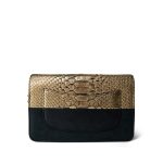 Gold Iridescent Python Black Calfskin WOC Aged Gold Hardware - Image 3