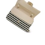 Ivory/Black Striped Coco Sailor Pearl Classic Flap Medium LGHW - Image 16