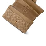 Dark Beige Lambskin Quilted Vintage Classic Flap Medium Gold Hardware - Image 7