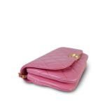 23A Pink Calfskin Quilted Phone Holder With Chain Aged Gold Hardware - Image 3