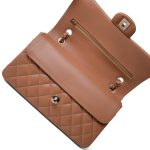 21P Caramel Lambskin Quilted Classic Flap Medium LGHW - Image 10