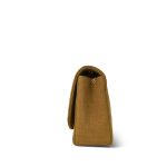 Dark Beige Linen Quilted Diana Flap Medium Gold Hardware - Image 3