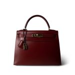 Vintage Kelly 28 Rouge H Box Calfskin Gold Plated (W) Stamp - Image 4