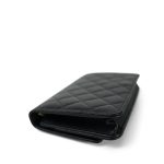 24P Black Caviar Quilted Wallet on Chain CC Logo WOC Light Gold hardware - Image 7