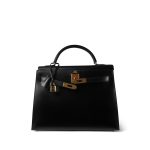 Kelly 32 Black Box Calfskin Gold Plated (A) Stamp - Image 12