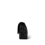 So Black Shiny Crumpled Calfskin Quilted Medium Classic Flap - Image 3