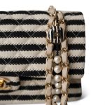 Ivory/Black Striped Coco Sailor Pearl Classic Flap Bag Gold Hardware - Image 14