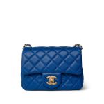 22B Blue Pearl Crush Mini Square Flap Aged Gold Hardware - Image 2