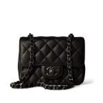 Black Caviar Quilted Mini Square Flap Ruthenium Hardware - Image 8