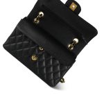 Black Caviar Quilted Small Classic Flap Gold Hardware - Image 11