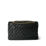 Black Lambskin Chevron Quilted Classic Flap Medium Gold Hardware - Image 7