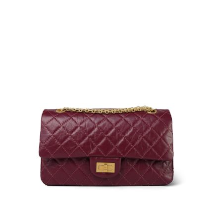 Burgundy Crumpled Calfskin Quilted Reissue 2.55 Aged Gold Hardware 225