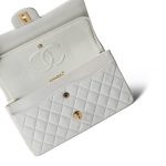 White Lambskin Quilted Classic Flap Medium Gold Hardware - Image 8