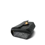 23P Black Aged Calfskin Quilted Mini Reissue 2.55 Flap Aged Gold Hardware - Image 7