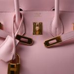 Birkin 25 Rose Sakura Swift Gold Plated X Stamp - Image 14
