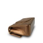 18C Bronze Chevron Calfskin Quilted Classic Flap Medium Aged Gold Hardware - Image 12