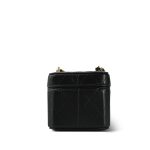 23A Black Lambskin Quilted Mini Vanity Case With Chain GHW - Image 3