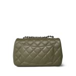 21B Dark Green Lambskin Quilted Mini Rectangular Flap Silver Hardware - Image 5