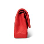 Red Lambskin Quilted Classic Flap Medium Silver Hardware - Image 4