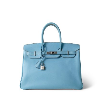 Birkin 35 Bleu Celeste Epsom Palladium Plated D Square Stamp