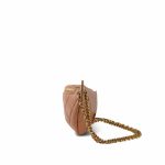 24K Caramel Lambskin Quilted Pearl Crush Waist Bag Aged Gold Hardware - Image 4