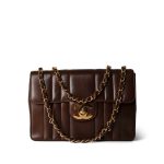 Brown Mademoiselle Lambskin Vertical Flap Jumbo Gold Hardware - Image 2