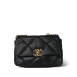 23P Black Lambskin Quilted Small 19 Flap Mixed Hardware