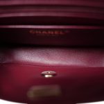 Burgundy Lambskin Quilted Extra Mini Rectangular Flap Light Gold Hardware - Image 15