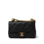 Black Caviar Quilted Mini Sweetheart Single Flap Bag Aged GHW