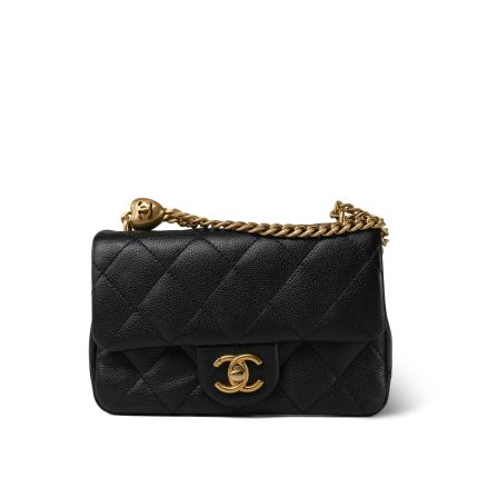 Black Caviar Quilted Mini Sweetheart Single Flap Bag Aged GHW