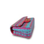 Multicolor Mixed Fibers Woven Mini Rectangular Flap Aged Gold Hardware - Image 4