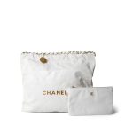 White Calfskin Quilted 22 Hobo Bag Medium Antique Gold Hardware - Image 3