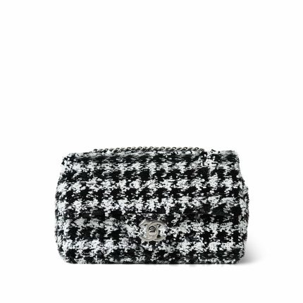 24A Black and White Houndstooth Sequin Mini Rectangular Flap