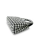24A Black and White Houndstooth Tweed Quilted Nano Kelly Shopper Aged Gold Hardware - Image 6