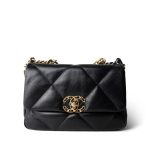 22A Black Lambskin Quilted 19 Flap Small Mixed Hardware - Image 2