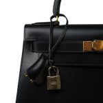 Kelly 28 Sellier Black Box Calfskin Gold Plated U Circle Stamp - Image 2