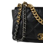 20S Black Goatskin Quilted Maxi 19 Flap Mixed Hardware - Image 13