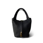 Picotin 18 Lock Bag Noir Taurillon Clemence Gold Plated Z Stamp - Image 3