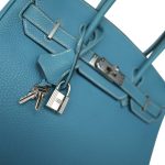 Birkin 30 Bleu Jean Veau Togo Palladium Plated I Square Stamp - Image 13