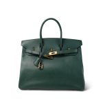 Birkin 35 Vert / Green Ardennes Gold Plated A Square Stamp - Image 5