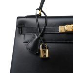 Kelly 32 Black Box Calfskin Gold Plated Y Circle Stamp - Image 2