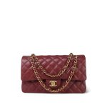 18C Dark Red Glittery Caviar Quilted Classic Flap Aged Gold Hardware - Image 8