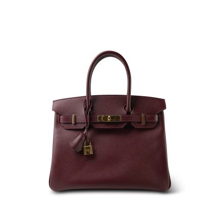 Birkin 30 Rouge H Epsom Gold Plated T Stamp
