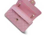 19S Iridescent Pink Caviar Quilted Small Classic Flap with LGHW - Image 13