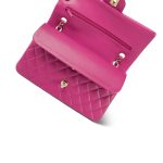 24A Pink/Fuchsia Caviar Quilted Classic Flap Medium Light Gold Hardware - Image 16