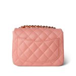 Peach Lambskin Quilted Mini Square Flap LGHW - Image 10